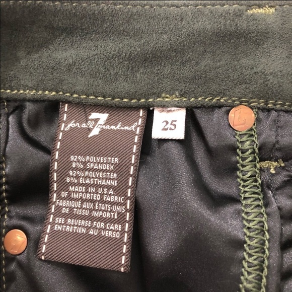 7 FAM Skinny Sueded Jeans in Olive Juniper Green - Picture 7 of 8